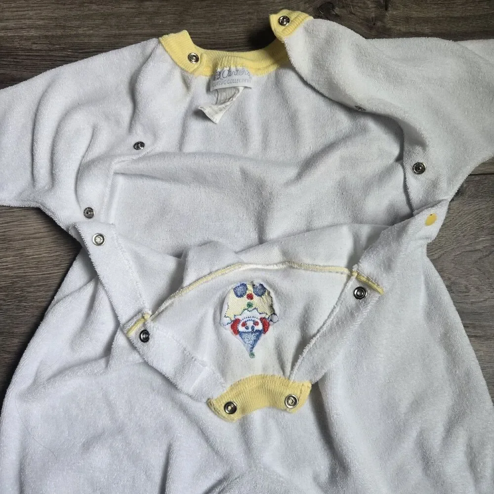 Vintage Carters Clown Sleeper Footie Pajamas 3-6 Months Terry Cloth Red Blue Y2K